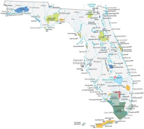 Florida State Map Places And Landmarks Gis Geography