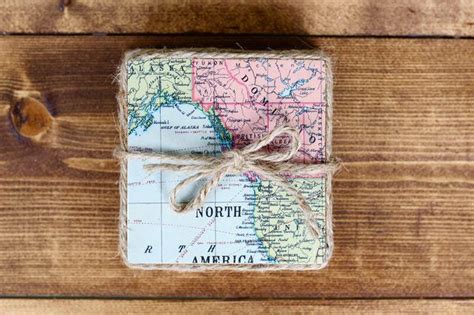 Use Vintage Maps To Make These Super Cool Coasters Cool Coasters Diy