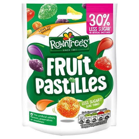 Rowntrees Soft Jelly Less Sugar Fruits Pastilles Sweet Strawberry Gum