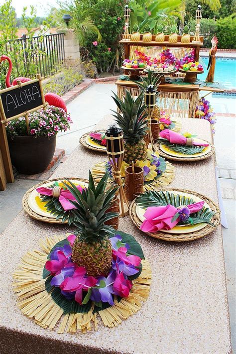 Decorating for hawaiian themed party. DIY Pineapple Centerpieces | Luau party decorations, Hawaiian luau party, Luau theme