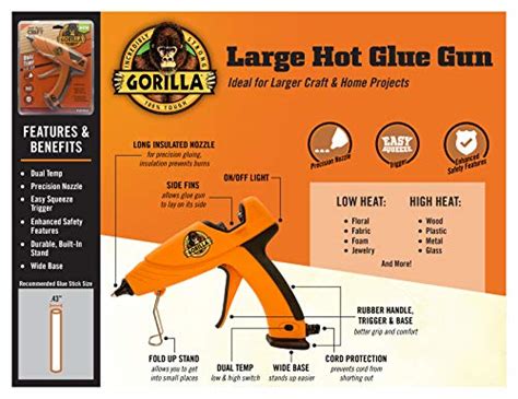 Gorilla Dual Temp Full Size Hot Glue Gun Kit With 45 Hot Glue Sticks Pricepulse