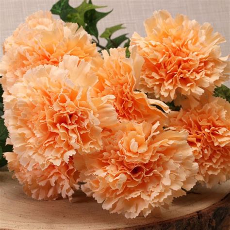 Silk Carnation Bouquet Peach 49cm Artificial Flowers
