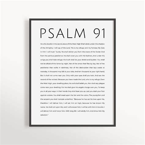 Psalm 91 Print He Who Dwells In A Secret Place Modern Living Room Printable Decor Christian