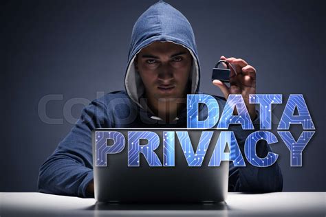 Data Privacy Concept With Hacker Stealing Personal Information Stock
