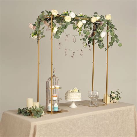 48 Tall Gold Over The Table Adjustable Metal Flower Arch Frame Stand