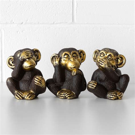 Three Wise Monkey Figurines Etsy Uk