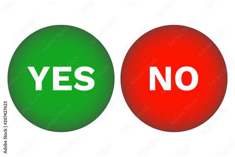 Yes Button And No Button Green And Red Vector Icon Stock Vector