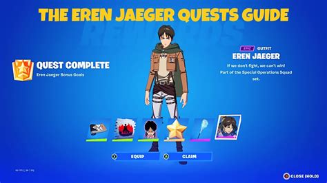 The Eren Jaeger Quests Fortnite How To Unlock All Eren Jaeger Rewards