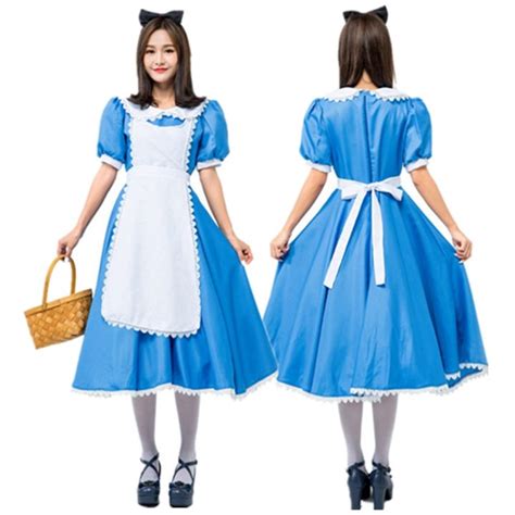 【hot Fran431】 Alice In Wonderland Costume Blue Maid Apron Dress Lolita