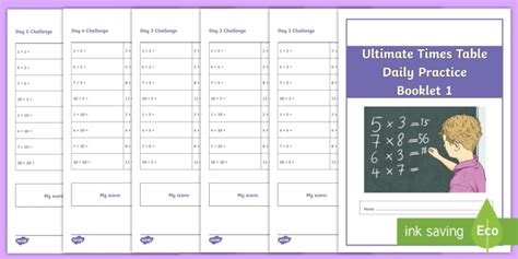 Ultimate Times Table Daily Practice Booklet 1 Teacher Made