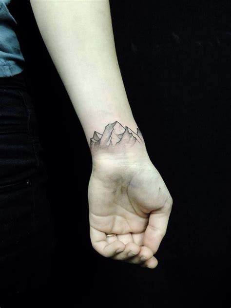 Simple Lovely Black Mountain Tattoo