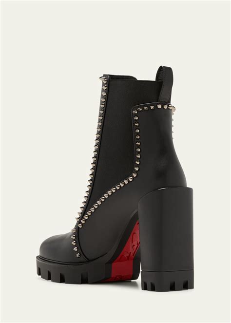 Christian Louboutin Spike Leather Chelsea Red Sole Booties Bergdorf Goodman