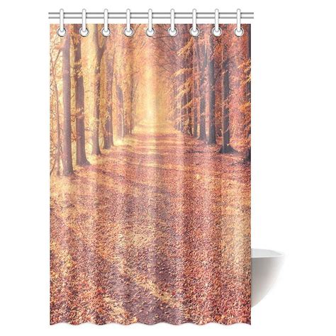 Fall Trees Shower Curtain Set Fall Road In Park Autumn Leaves Distance