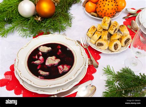 Traditional Polish Christmas Dinner Soup Stock Photo Alamy