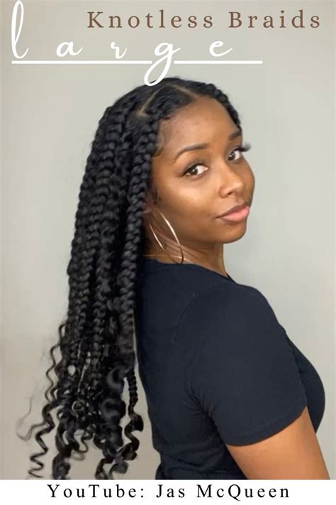 DIY Large Knotless Braids With Curly Ends 2021 Braids With Curls Box