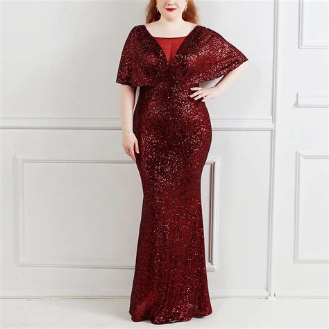 Skylar Plus Size Red Sequin Evening Dress Hello Curve