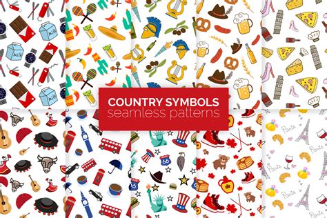 Country Symbols Seamless Patterns On Yellow Images Creative Store