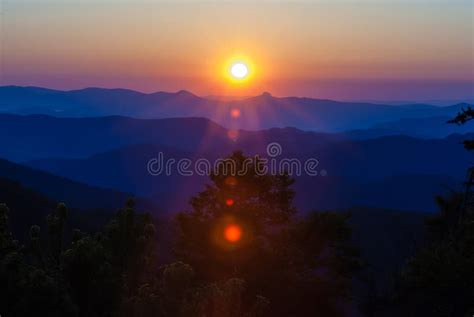 Early Morning Sunrise Over Blue Ridge Mountains Stock Image Image Of