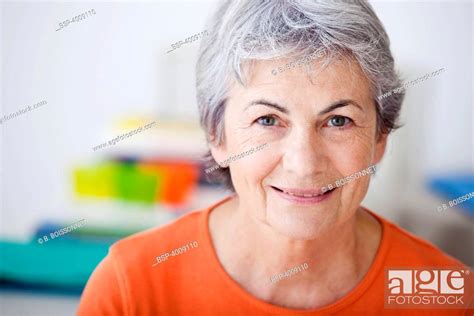 Portrait Of 65 Yr Old Woman Model Stock Photo Picture And Royalty