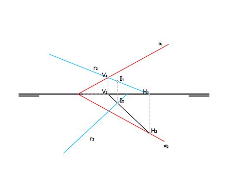 Intersección de una recta con un plano perpendicular al primer bisector