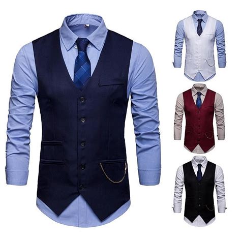 Fashion Mens Solid Color Suit Vest Waistcoat Suit Vest Wedding Slim