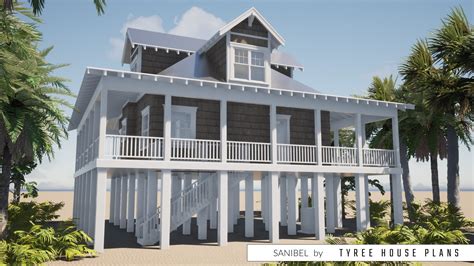 Sanibel Beach House With Wrap Around Porch By Tyree House Plans