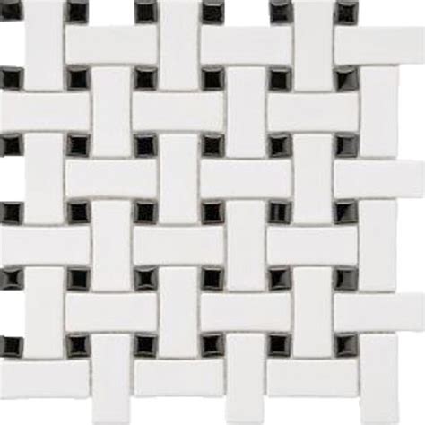 Cc Mosaics Matte White And Black Basket Weave Mosaic 12x12 Tiles