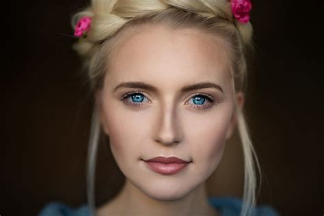 Hd Wallpaper Blonde Blue Eyes Women Model Portrait Face Mark