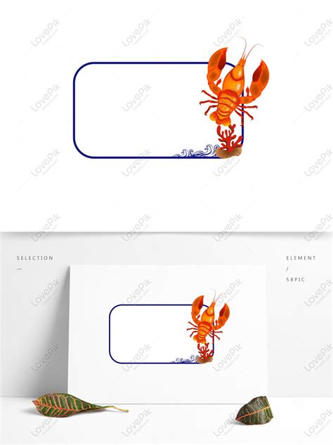 Hand Painted Marine Crayfish Border With Commercial Elements Png