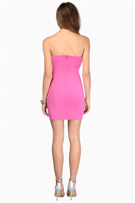 Pink Bodycon Dress Pink Dress Strapless Dress Pink Bodycon