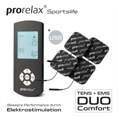 Prorelax Tensems Duo Comfort Blackline Appareil Délectrostimulation