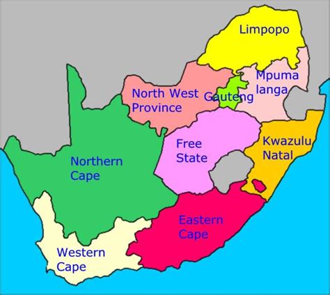 South African Provinces Mind Map
