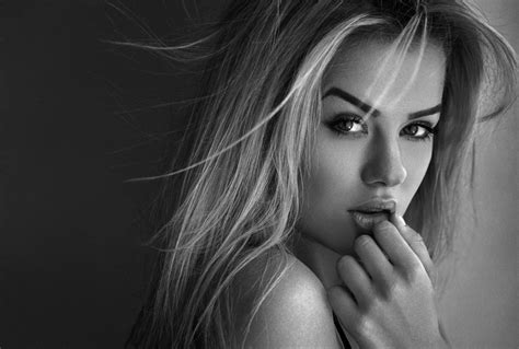 Download Long Hair Black And White Model Woman Face Hd Wallpaper