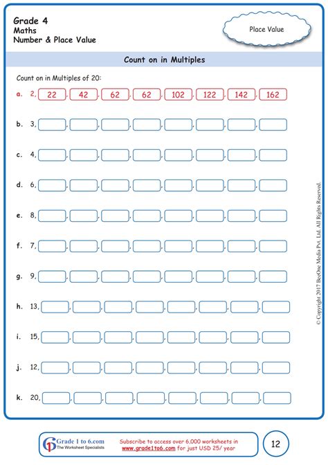 Multiples Of A Number Worksheet Grade 4