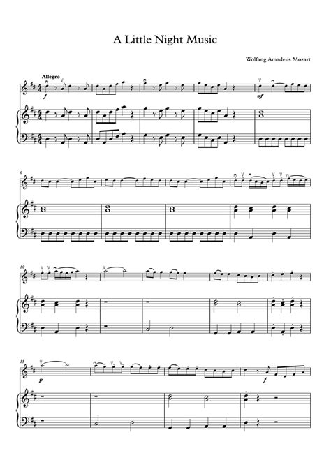 a little night music k 525 i allegro accompaniment part mozart piano sheet music