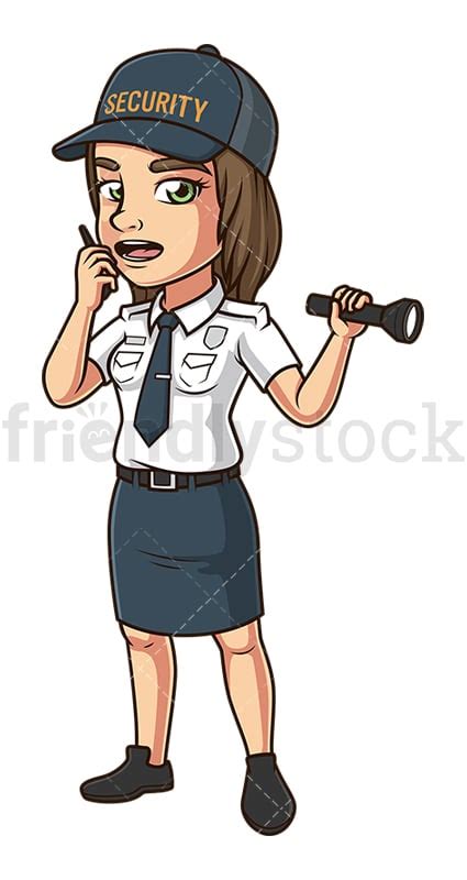 Female Secuity Guard Cartoon Clipart Vector Friendlystock