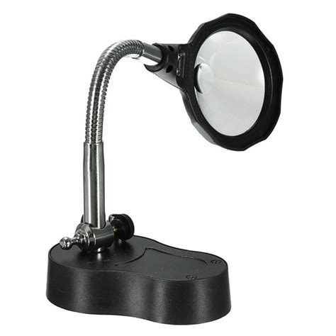 Walmeck Led Magnifying Magnifier Glass With Light On Stand Clamp Arm Hands Free Black Walmart