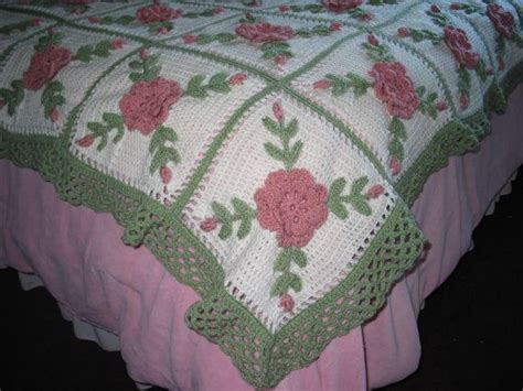 Rose Pink Roses Crocheted Afghan Blanket Throw Made Fresh Etsy