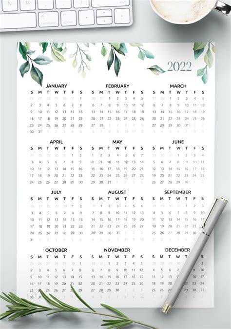 One Page Calendar Free Printable For 2022 Calendar 2022 Printable One