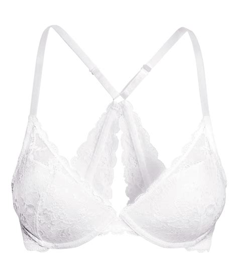 H M Lace Push Up Bra In White Lyst