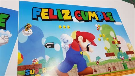 Cartel Lámina Feliz Cumple Super Mario Bros Muchoevento