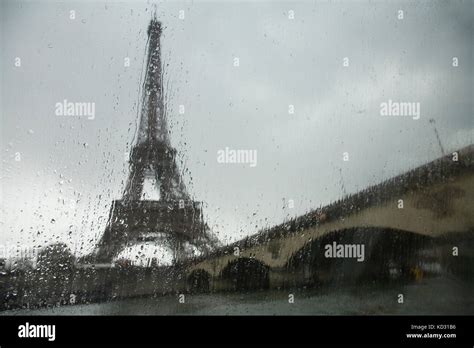 Eiffel Tower In The Rain Stock Photo Alamy