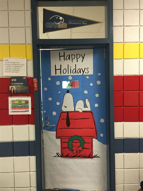 Whimsical Snoopy Door Decoration For A Festive Classroom