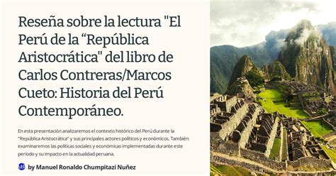 Reseña Sobre La Lectura El Perú De La “república Aristocrática Del