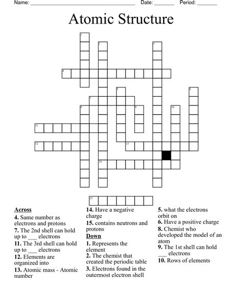 Structure Of The Atom Crossword Wordmint