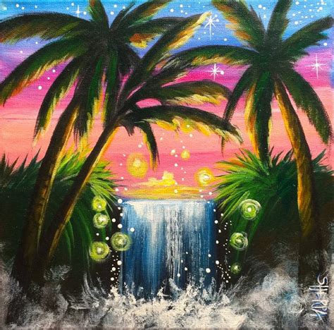 Easy Sunset Waterfall Acrylic Painting Step By Step Live 🔴 The Art Sherpa