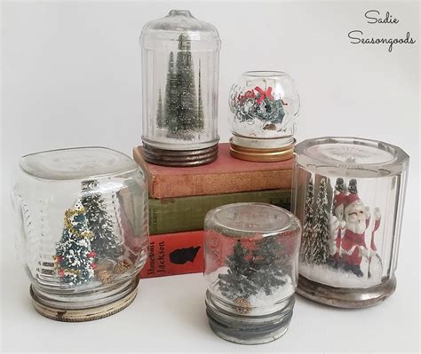 Diy Waterless Snowglobe Christmas Decor Using Vintage Jars By Sadie