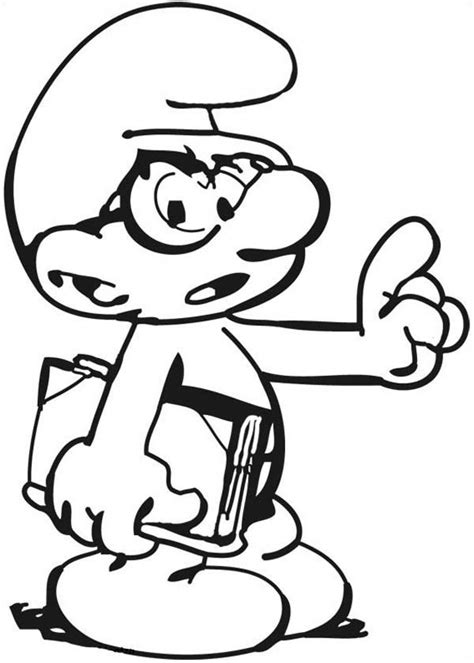 Brainy Smurf Want To Study In The Smurf Coloring Page Kids Play Color