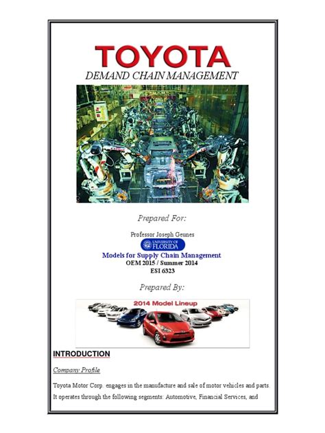 Toyota Case Study Write Up Toyota Motor Vehicle
