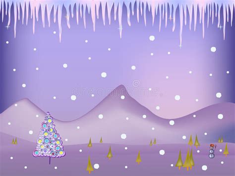 Christmas Tree In Winter Scene Stock Vector Illustration Of Concept